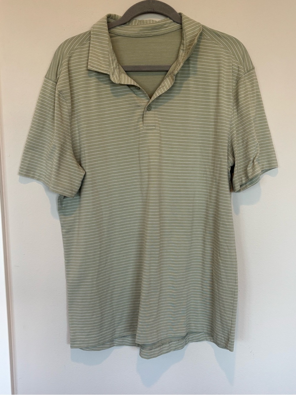 lululemon athletica Men's Sage Green Thin-Striped Polo